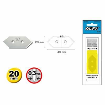 OLFA  5 lames  MCB-1, Acier Inoxydable, acier, 3 x 1,8 x 0,1 cm