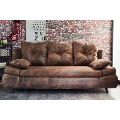 BESTMOBILIER  Canap&eacute; droit convertible 3 places LARSON - Tissu Marron