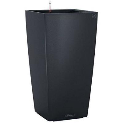 LECHUZA Pot plastique &agrave; r&eacute;serve d'eau  L.22 x l.22 x H.41 cm gris