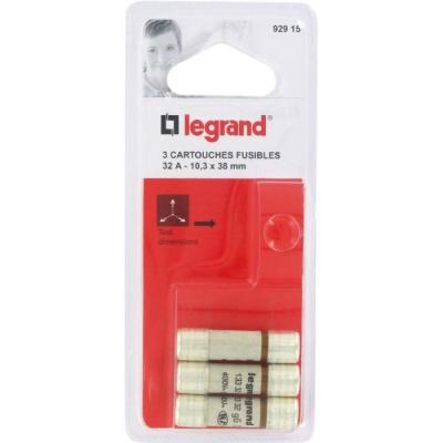 LEGRAND Lot de 3 fusibles c&eacute;ramique 32 A, 10.3 x 38 mm c&eacute;ramique
