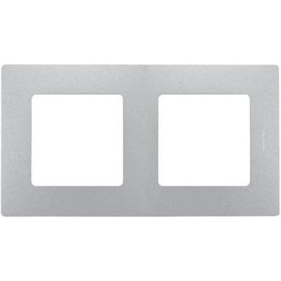 LEGRAND Plaque iris&eacute;e 2 postes nilo&eacute; gris finition argent LEG96715 - 