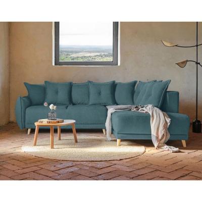 BESTMOBILIER Lena - canap&eacute; d'angle droit - 5 places - bleu canard - style scandinave