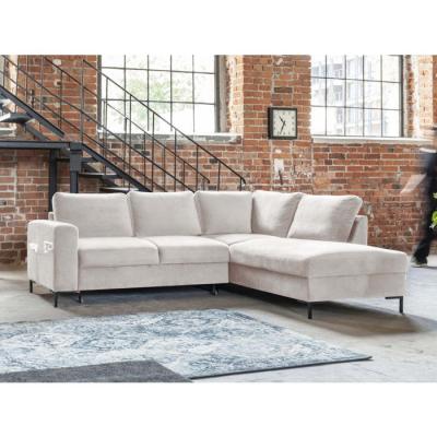 BESTMOBILIER Lilly - Canap&eacute; d'angle convertible - 5 places - style contemporain - en velours - droit - Beige