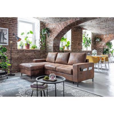 BESTMOBILIER  Canap&eacute; d'angle gauche convertible 4 places LILLY - Microfibre Marron