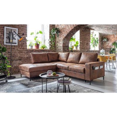 BESTMOBILIER  Canap&eacute; d'angle gauche convertible 5 places LILLY - Microfibre Marron