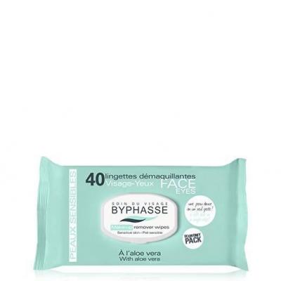 BYPHASSE  - Lingettes D&acute;Maquillantes Visage-Yeux - Peaux Sensibles X40