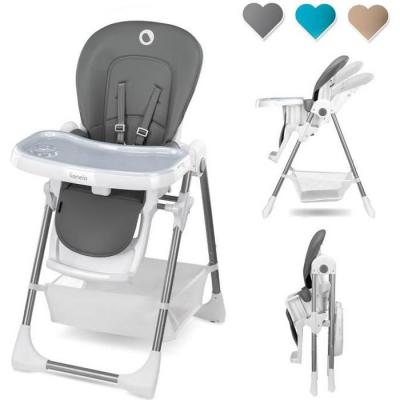 LIONELO  Chaise haute &eacute;volutive b&eacute;b&eacute; Linn Plus pliable - Gris