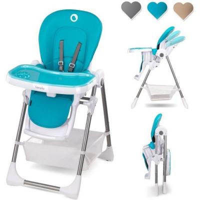 LIONELO  Chaise haute &eacute;volutive b&eacute;b&eacute; Linn Plus pliable - Turquoise