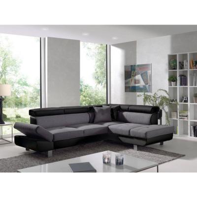 BESTMOBILIER Lisbona - Canap&eacute; d'angle convertible - 5 places - Droit - Noir / Gris 