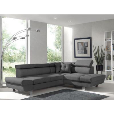 BESTMOBILIER Lisbona - Canap&eacute; d'angle convertible - 5 places - Droit - Gris fonc&eacute; 
