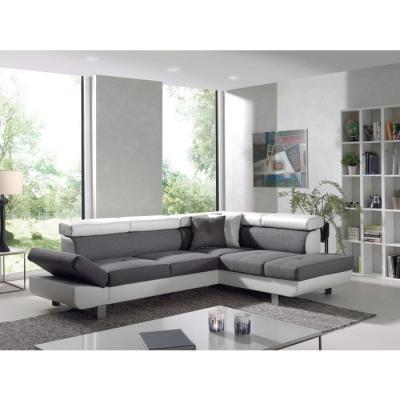 BESTMOBILIER Lisbona - Canap&eacute; d'angle convertible - 5 places - Droit - Blanc / Gris 