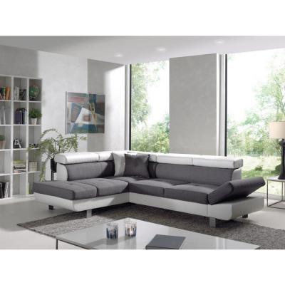 BESTMOBILIER Lisbona - Canap&eacute; d'angle convertible - 5 places - Gauche - Blanc / Gris