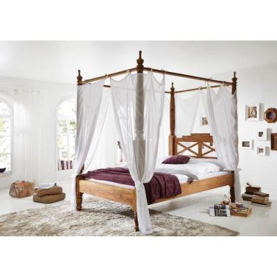 Lit &agrave; baldaquin 200x200 Palissandre huil&eacute; Brun nature brown 533 - brun