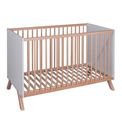 BABY FOX Lit b&eacute;b&eacute; en bois massif blanc et naturel style scandinave 60x120
