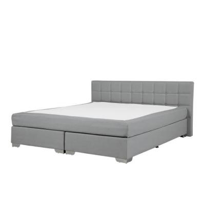 Lit boxspring en tissu gris clair - BELIANI - ADMIRAL - 180x200 cm - Ressorts ensach&eacute;s - 5 zones 