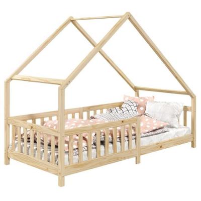 IDIMEX Lit cabane asym&eacute;trique CORA 90 x 190 cm en pin massif naturel