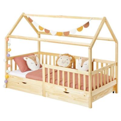 IDIMEX  Lit cabane NUNA avec tiroirs, 90 x 190 cm en pin massif naturel