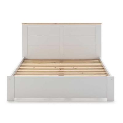 Lit complet 140X190 Blanc/Bois - DRUKI - L 152 x l 197 x H 100