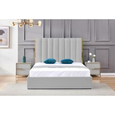 Lit Design Couleur Or Avec Coffre Veneto - Gris - 180x200