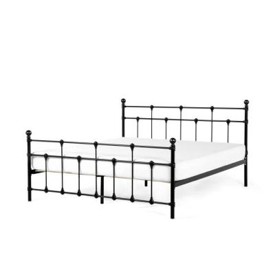 Lit double m&eacute;tallique noir BELIANI LYNX - 160x200 cm - Style romantique - Sommier &agrave; lattes
