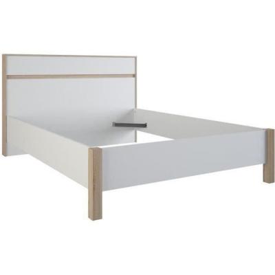 Lit SELENA chene bross&eacute; / Blanc -Dim: 140x190 cm - PEGANE -