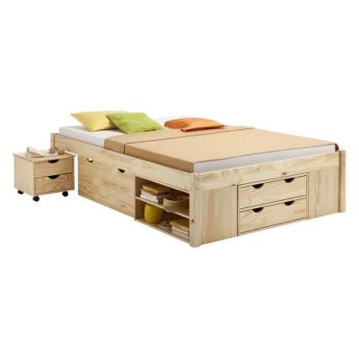 IDIMEX Lit fonctionnel en pin massif SABRINA, 140 x 200 cm, vernis naturel