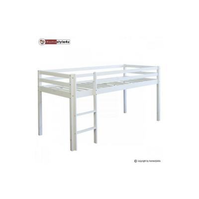 HOMESTYLE4U  Lit Simple Blanc 90x200 en Hauteur avec echelle