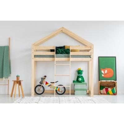 ADEKO KIDS Lit cabane mi-hauteur 90x200 sommier inclus naturel