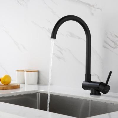 LONHEO Robinet de Cuisine Rabattable Mitigeur d&eacute;vier Pivotant &agrave; 360&deg; en Acier Inox Noir -  
