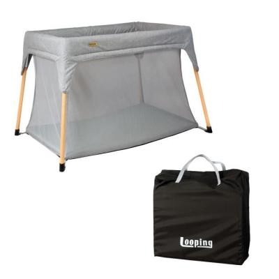 LOOPING  Lit Parapluie de Voyage   Pliage Compact, Pieds Bois, Tissu Recycl&eacute;, Parc Bebe Pliable