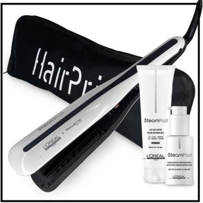 L OREAL PROFESSIONNEL LOr&eacute;al Professionnel Steampod 3.0 Fer &agrave; Lisser Lisseur + Lait Cheveux Fins 150 ml + Serum + Trousse Rangement Plate Noire 