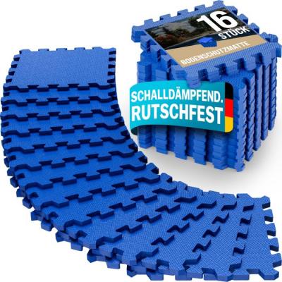 DEUBA Tapis puzzle 16pcs bleu 180x180cm 3,24m&sup2; en mousse