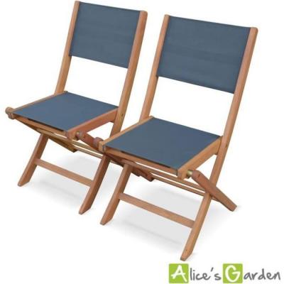 SWEEEK Lot de 2 chaises de jardin en bois anthracite