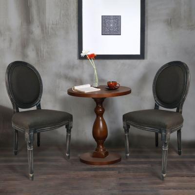 Lot De 2 Chaises M&eacute;daillon Bois Gris Patin&eacute; & Tissu Gris VINCI