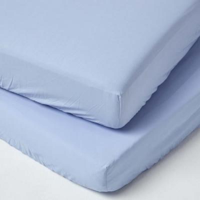 HOMESCAPES Lot De 2 Draps Housse Lit B&eacute;b&eacute; En Coton &Eacute;gyptien 200 Fils Bleu 60 X 120 Cm