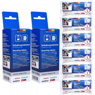  Lot de 2 Bo&icirc;tes de 6 pastilles d&eacute;tartrantes pour cafeti&egrave;re et th&eacute;i&egrave;re Bosch, Siemens(00311864)