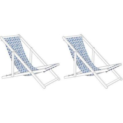 BELIANI Lot de 2 toiles pour transat ANZIO / AVELLINO motif zigzag bleu / blanc