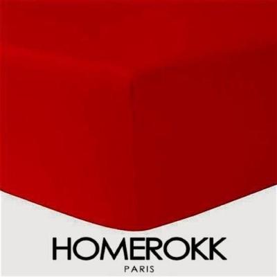 HOMEROKK Lot de 3 Draps Housses 160 X 200 cm 100 % Coton ROUGE/TURQUOISE/ORANGE -  