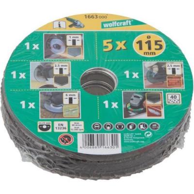WOLFCRAFT  1 lot 5 disques meuleuse - &oslash; 115 mm