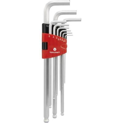 TOOLCRAFT Lot de cl&eacute;s m&acirc;les 6 pans int&eacute;rieurs  1603973 9 pi&egrave;ces