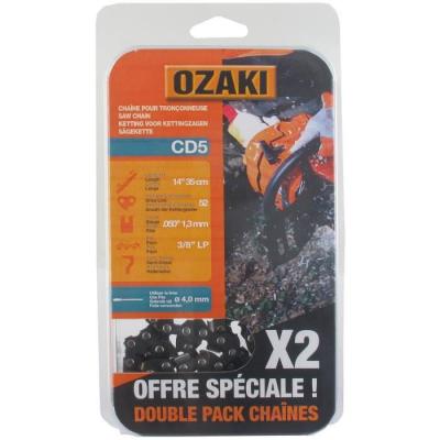OZAKI Lot de deux cha&icirc;nes de tron&ccedil;onneuse  sous coque semi carr&eacute;e:
