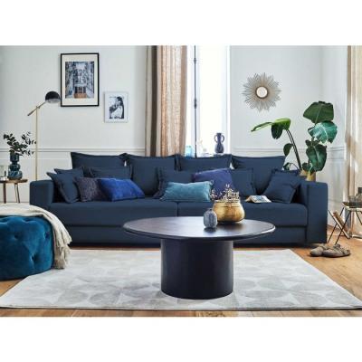 LISA DESIGN Lys - canap&eacute; droit 4 places - en tissu - bleu ardoise - Bleu Ardoise