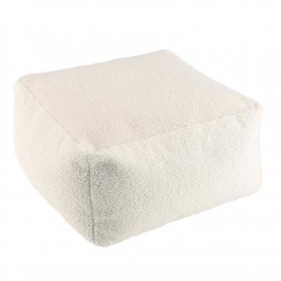 MACABANE  ALBANE - Pouf carr&eacute; 53x53cm tissu bouclette blanc
