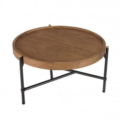 MACABANE ALIDA - Table basse ronde 58x58cm plateau en teck recycl&eacute;