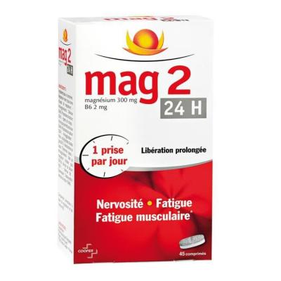 COOPER Mag 2 - 24H - Compl&eacute;ment alimentaire &agrave; base de magn&eacute;sium et de vitamine B6 - 45 comprim&eacute;s