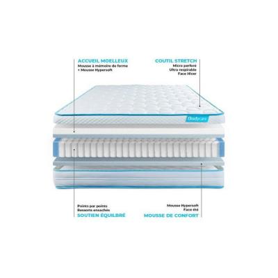 BODYCARE Matelas 90x190 Bodyzone+ - Ressorts ensach&eacute;s - 26 cm - Ferme