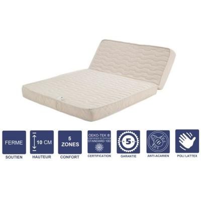  Matelas Ferme Pour tous BZ 140x200 x 10 cm - D&eacute;coupe Assise 60 cm - 5 zones de Confort - Noyau Poli Lattex HR Derni&egrave;re G&eacute;n&eacute;ration - Tr&egrave;s Respirant 