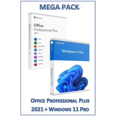 MICROSOFT MEGA Pack Office 2021 Pro + Windows 11 Pro Cl&eacute; licence &agrave; t&eacute;l&eacute;charger 