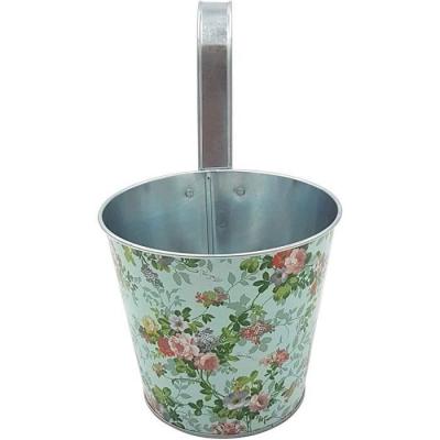 AC DECO Cache pot Zinc &agrave; suspendre Motif Roses