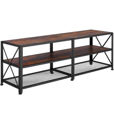 TECTAKE  meuble bas - 141 cm - bois fonc&eacute; industriel 404541